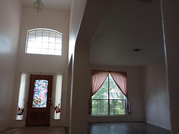 Front door and living room