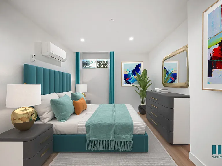 Bedroom with Vinyl Flooring and Recessed Lighting