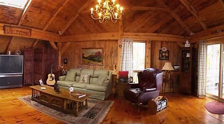 Rustic all-wood cabin room
