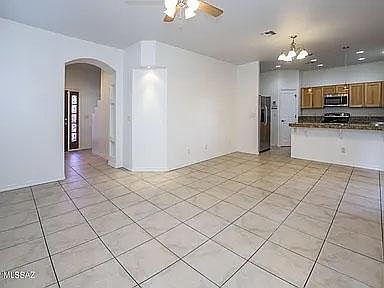 Family room and kitchen, open floor plan