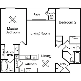 Floor plan 2x2B