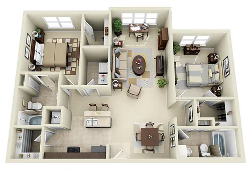 Floor plan B2 2 Bedroom 2 Bath