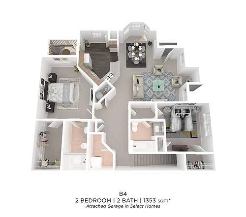 Floor plan Two Bedroom 2 Bath - 1,353 sqft