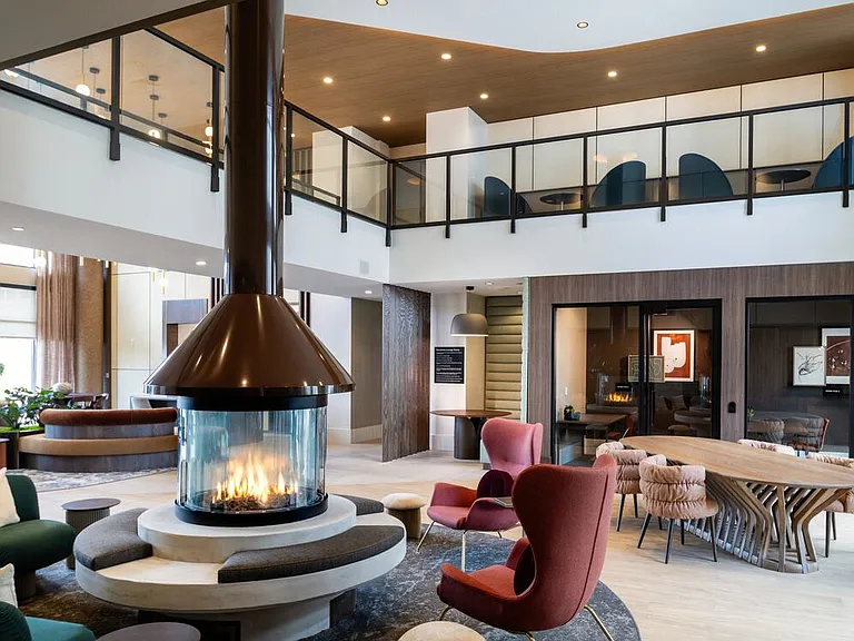 New West Phase - Two story lobby lounge and co-work space
