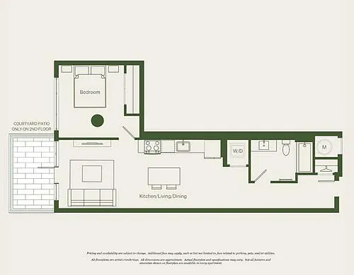 Floor plan 1 Bed- 1 Bath | A01 - Reva