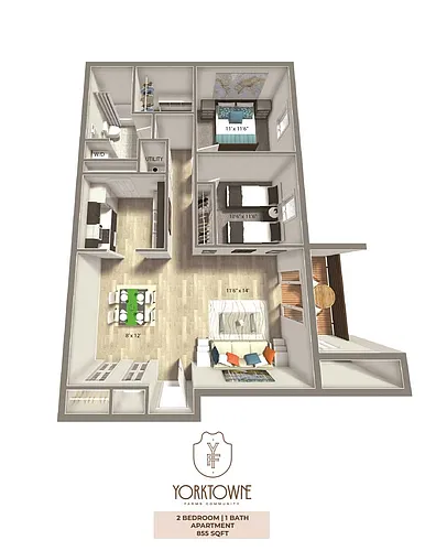 Floor plan 2 Bed 1 Bath