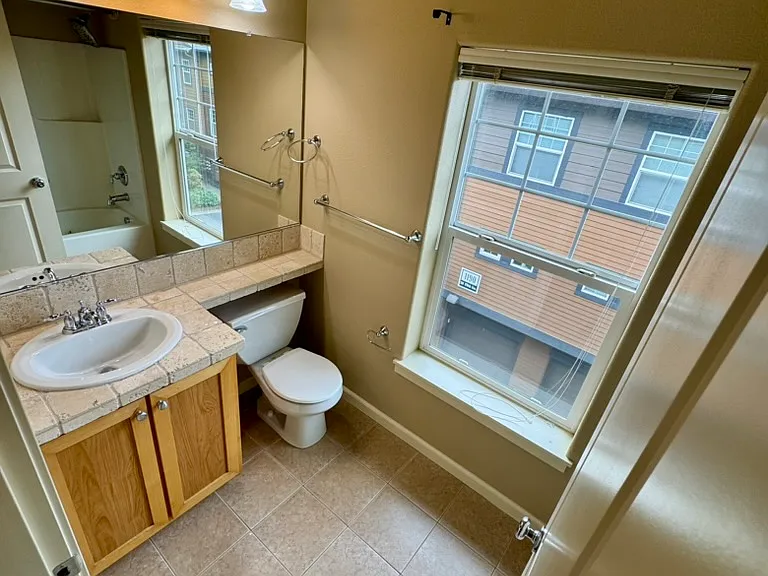 One of two full bathrooms