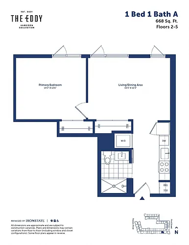 Floor plan 1 Bed 1 Bath A