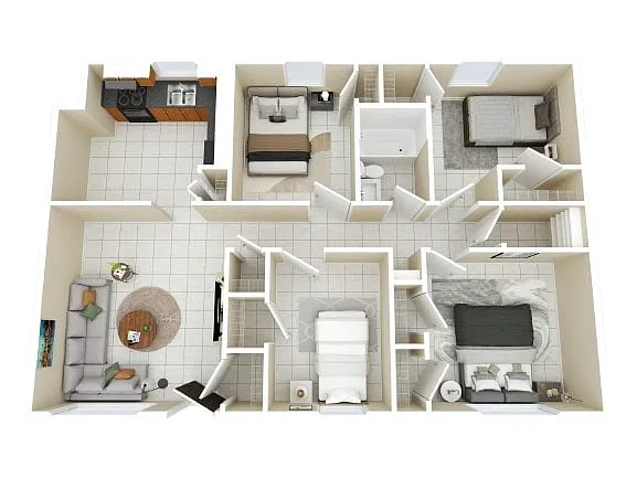 Floor plan 4BR - 1BTH