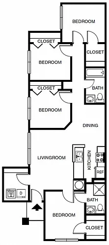 Floor plan Four Bedroom Two Bathroom 60%