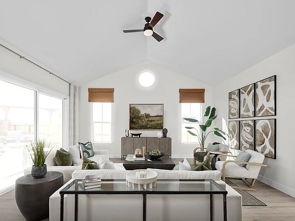 Great room with vaulted ceiling