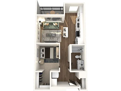 Floor plan Creosote- Open One Bedroom