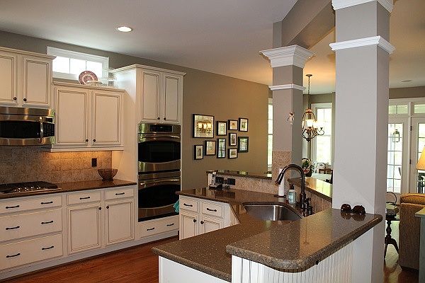 Custom kitchen with double ovens and stainless steel applian