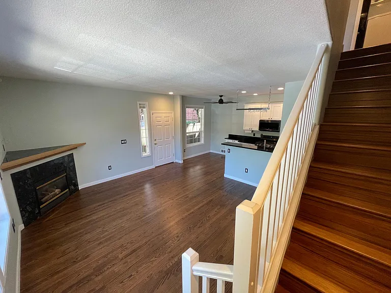 mantle can fit a 65" TV (fireplace non-functional)