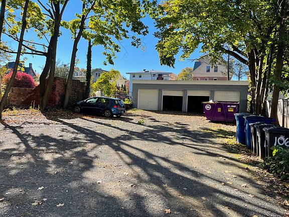 big parking yard in front of garages