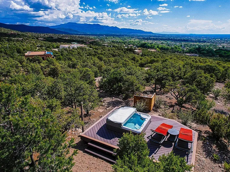 Aerial of hot tub deck looking south