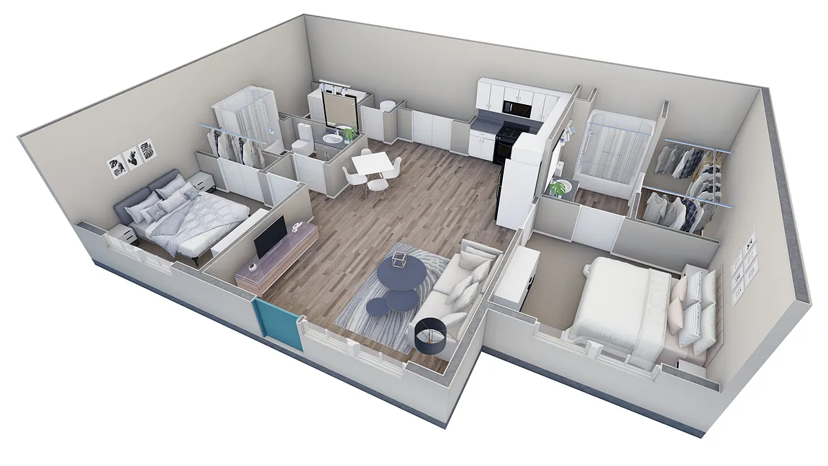Floor plan 2-2 BR Retreat Courtyard