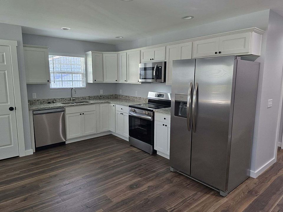 Kitchen with stainless steel appliances