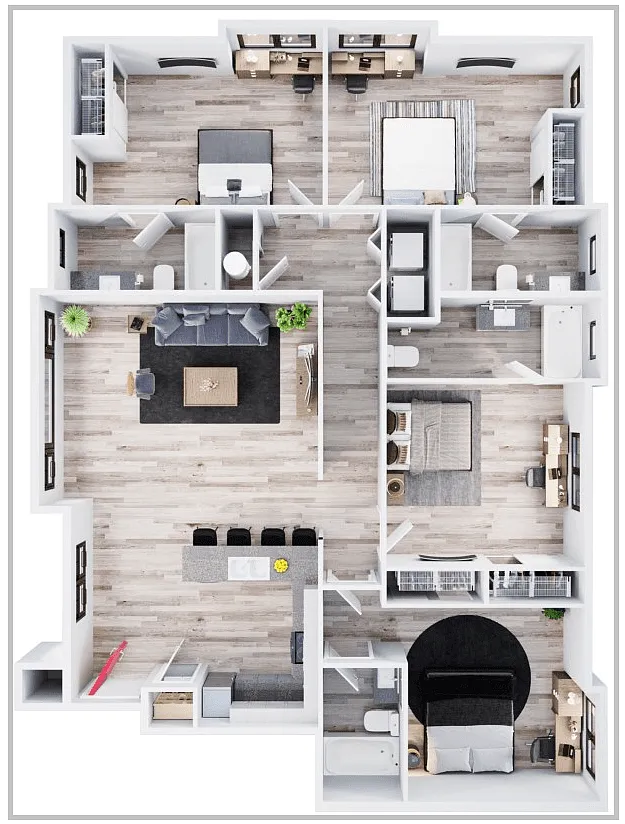 Floor plan Unfurnished One-bedroom suite with private bathroo