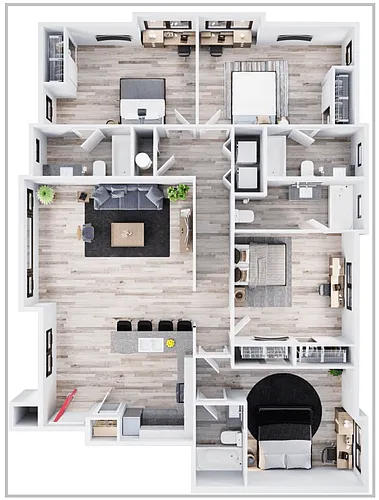 Floor plan Furnished One-bedroom suite with private bathroom 