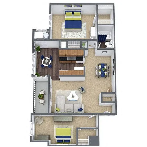 Floor plan B1: 2 Bed 1 Bath