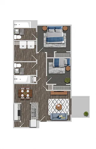 Floor plan 2 Bedroom A - Tax Credit 60% AMI