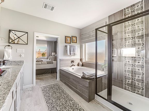 Separate soaker tub and shower