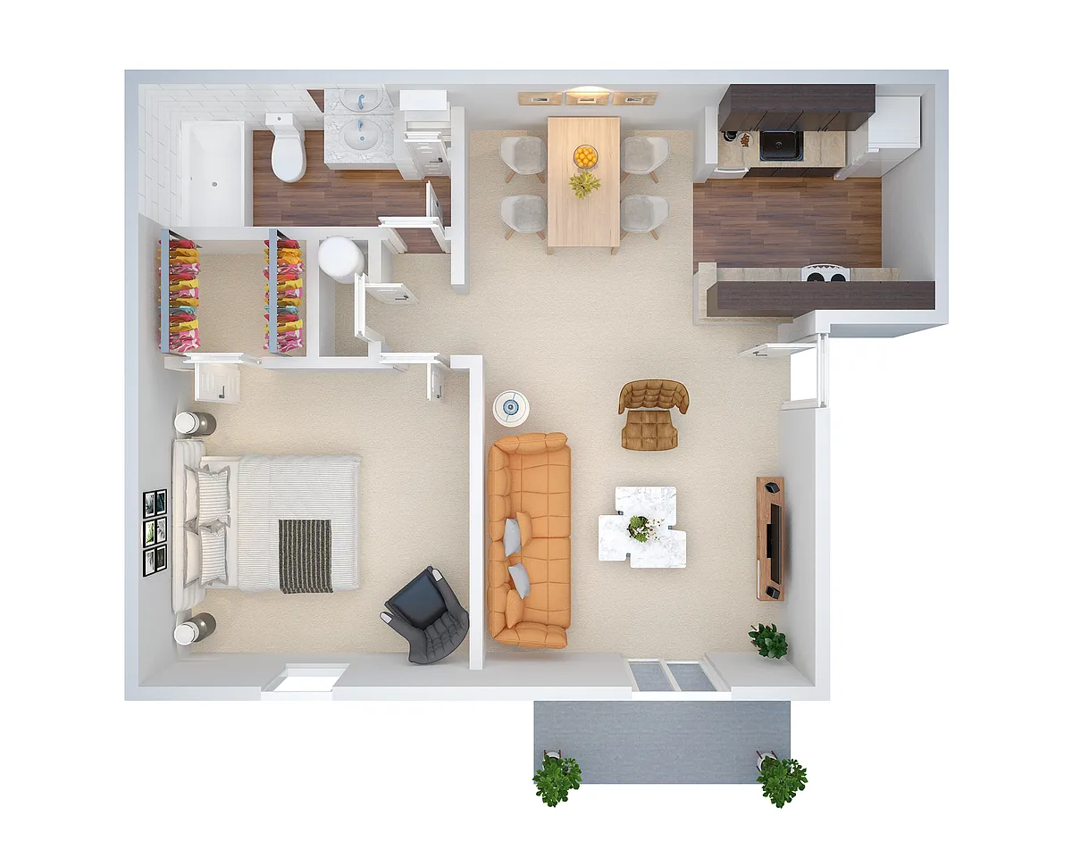 Floor plan 1 BD LARGE (yca1)