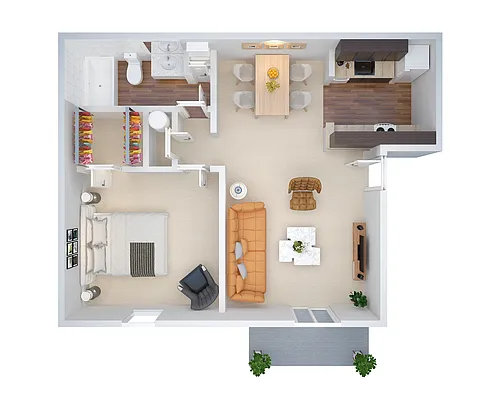 Floor plan 1 BD LARGE (yca1)