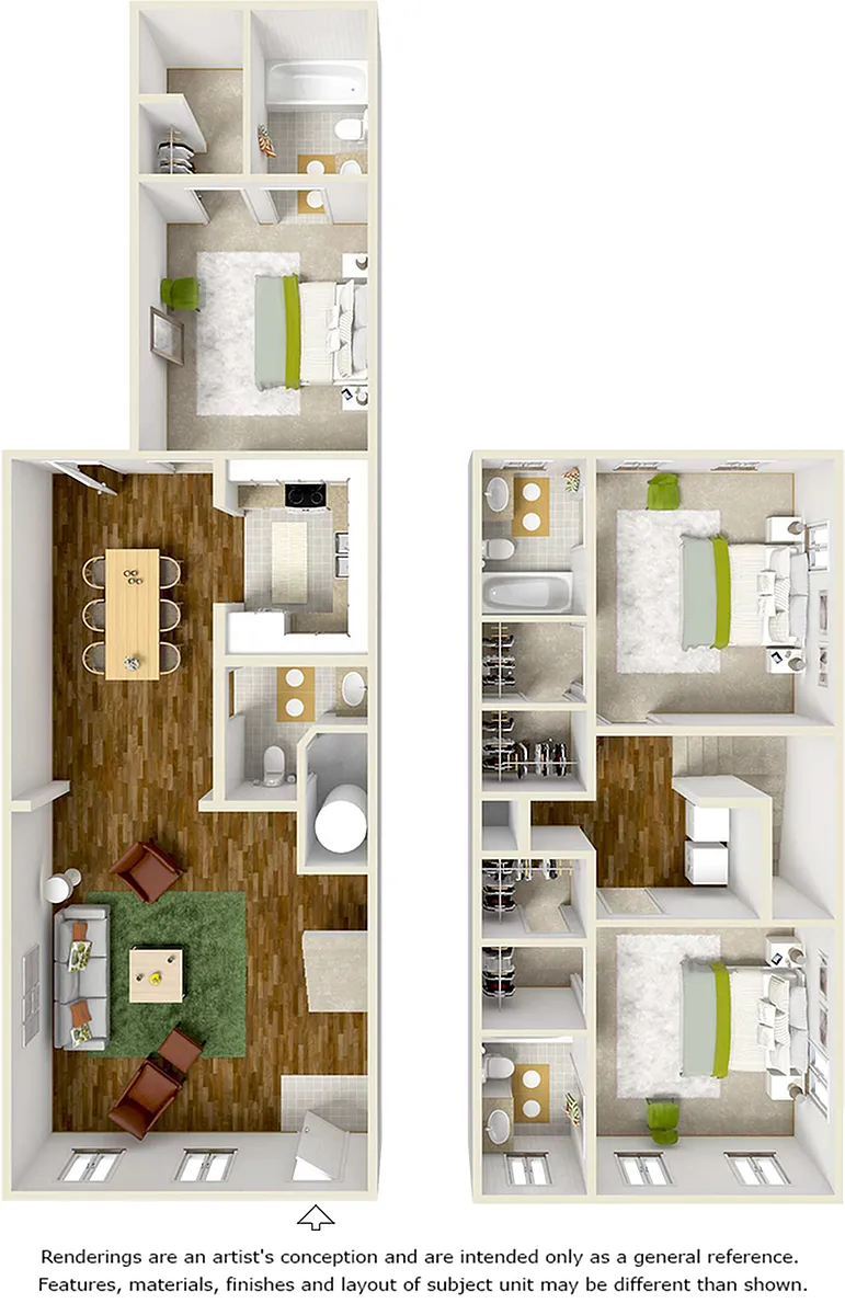 Floor plan 3/3 with Wood-Style Flooring