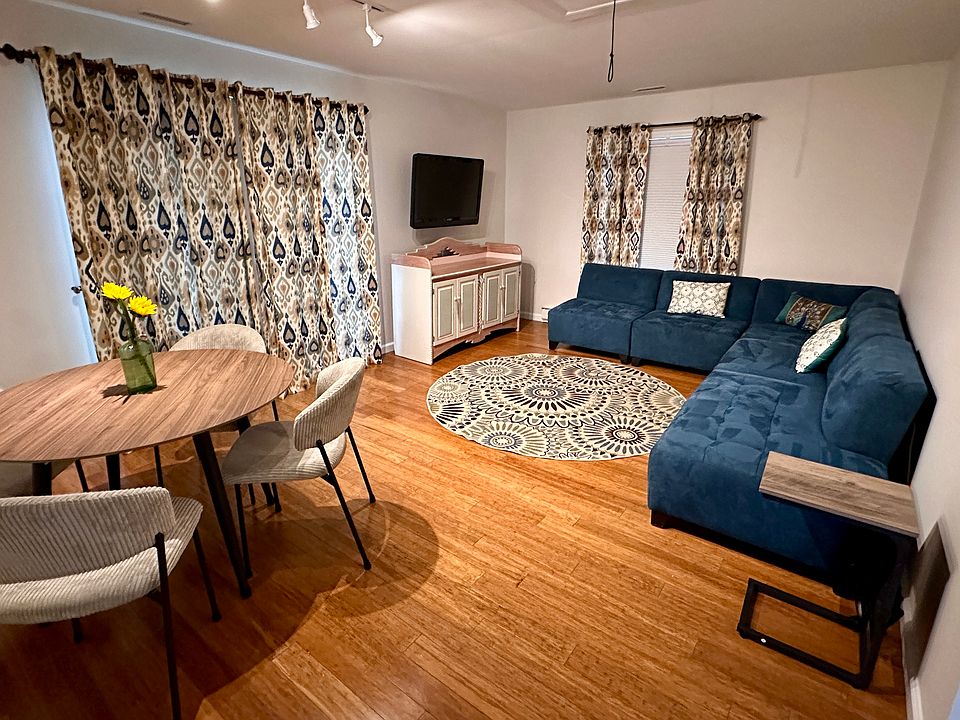 Carbonized bamboo flooring throughout entire apartment.