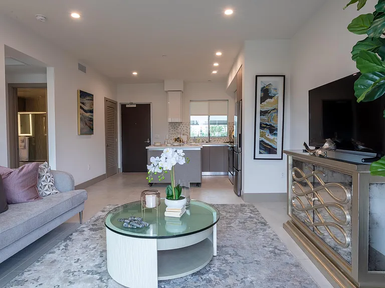 One Bedroom living room and kitchen