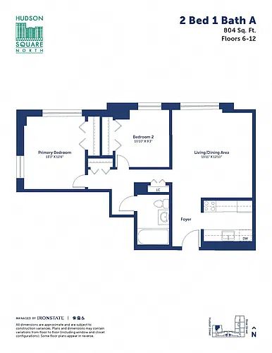 Floor plan 2 Bed 1 Bath A