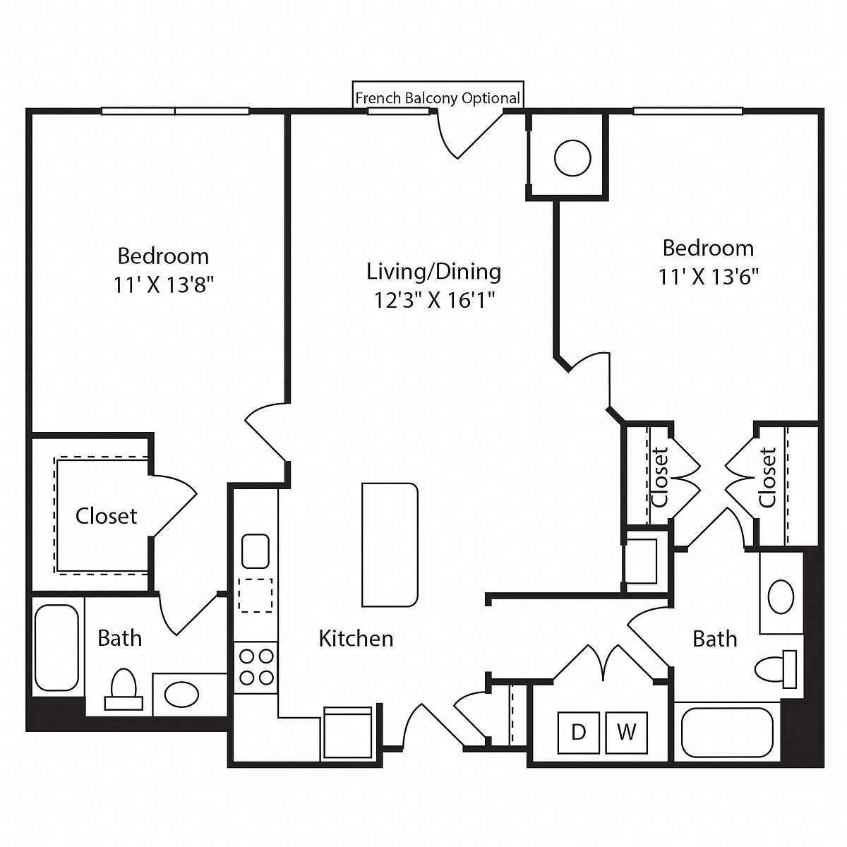 Floor plan 2B/2D