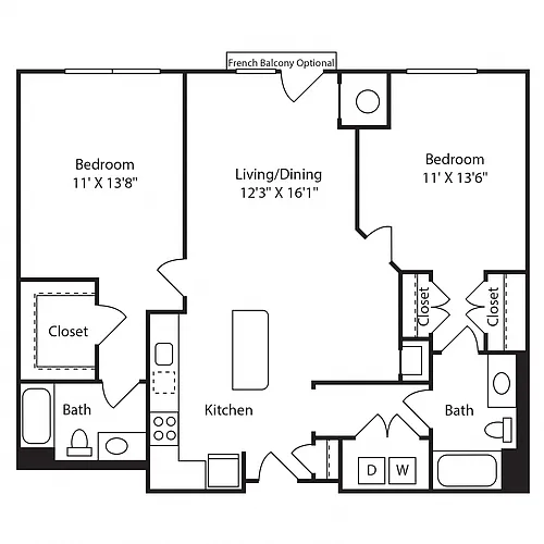 Floor plan 2B/2D