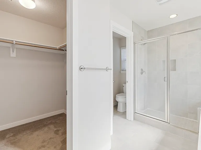Master bathroom with walk-in closet