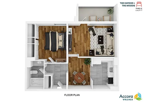 Floor plan Moodie Aries (1 Bed)