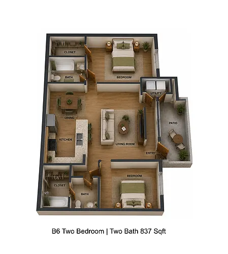 Floor plan 2 bedroom 2 bath