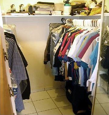 Walk-in closet in master bedroom