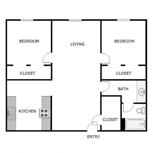 Floor plan 2 Bedroom 1 Bathroom