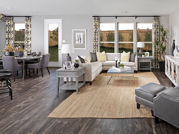 Plan 2646 Great room as modeled at Katy Manor Trails