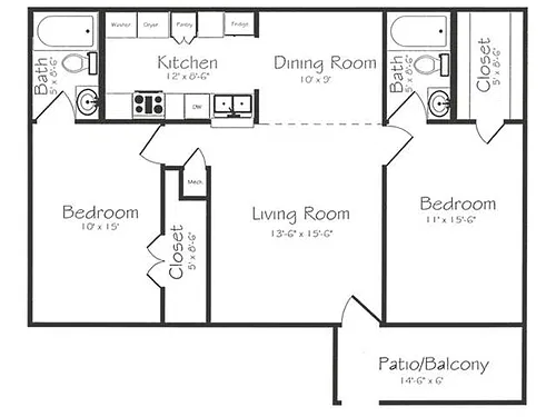 Floor plan 2BR2BA Conn Up
