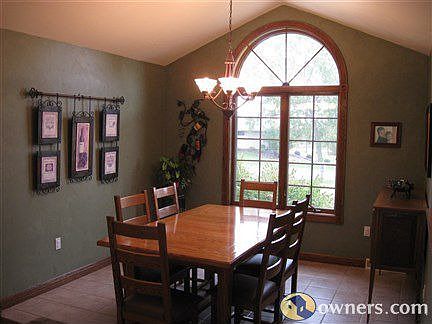 Dining Room with cathedral ceiling