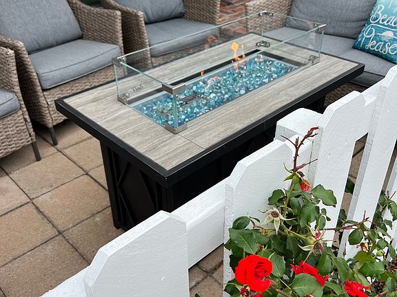 Front Patio seating area with fire pit