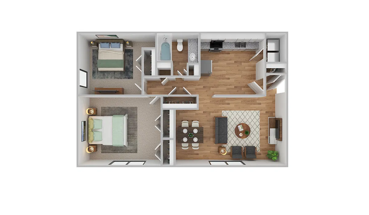 Floor plan 2 Bed 1 Bath Forest Village