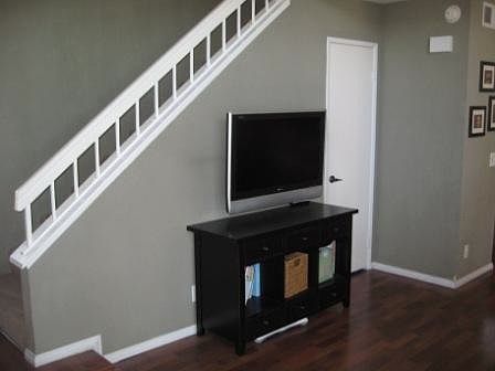 family room tv wired in under stairs closet