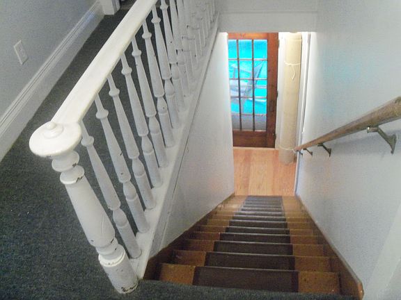 Looking down stairs.