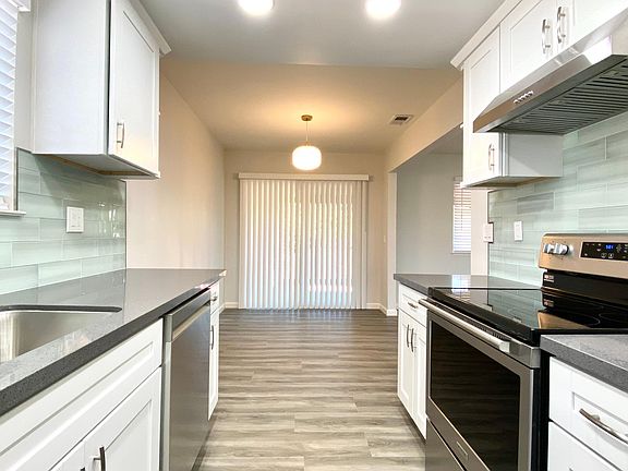 Kitchen facing dining area