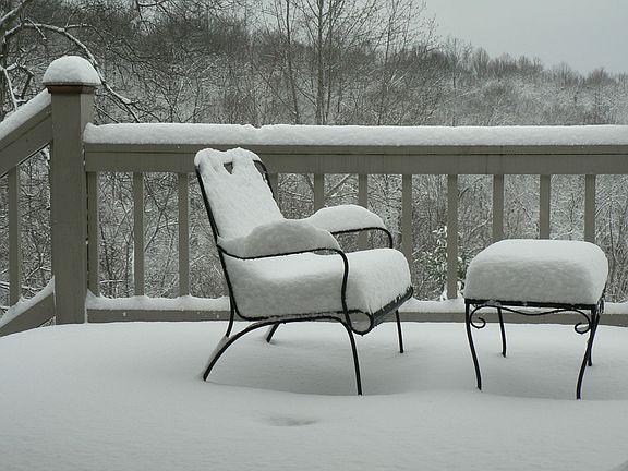 A lot of snow on the deck