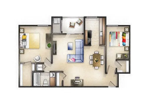 Floor plan 2 Bedroom 1 Bath